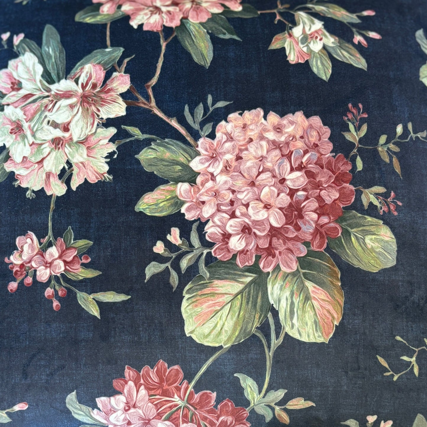 Blue Floral Velvet Cushion Cover 16 x 16