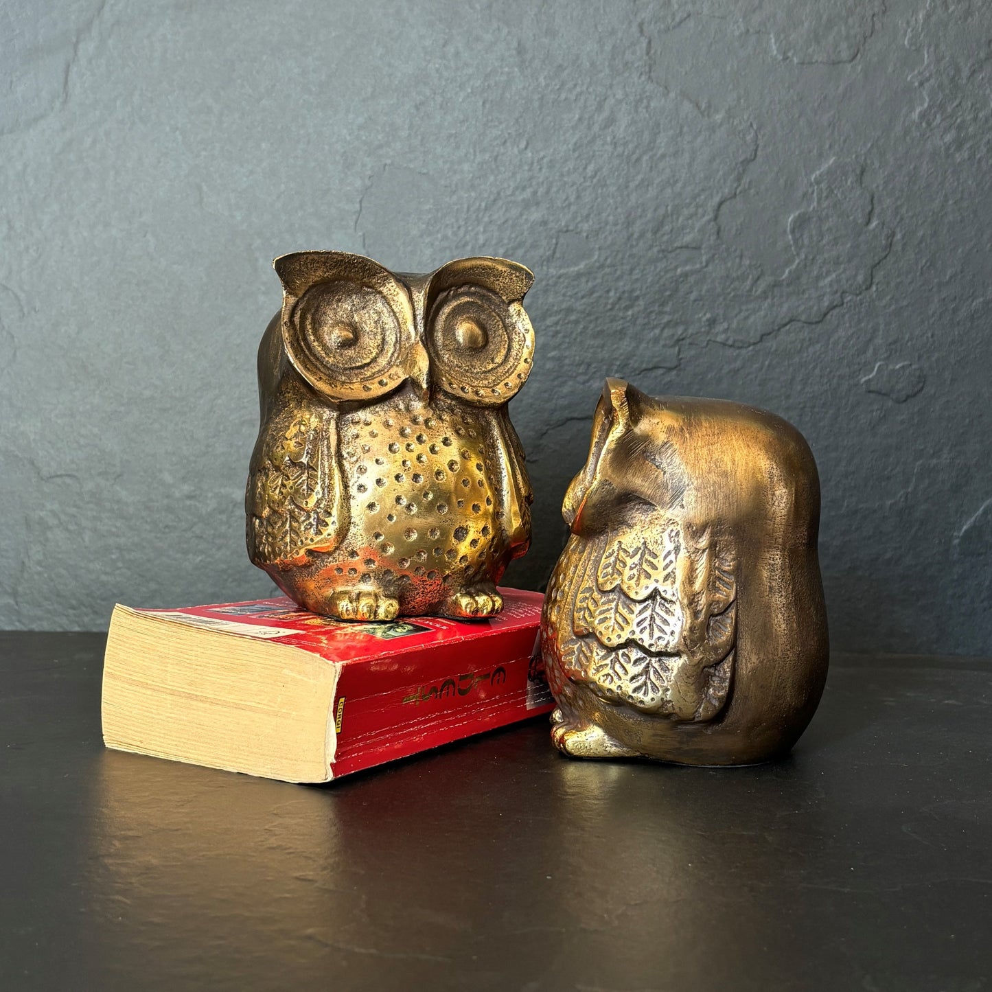 Antique Gold Metal Owl