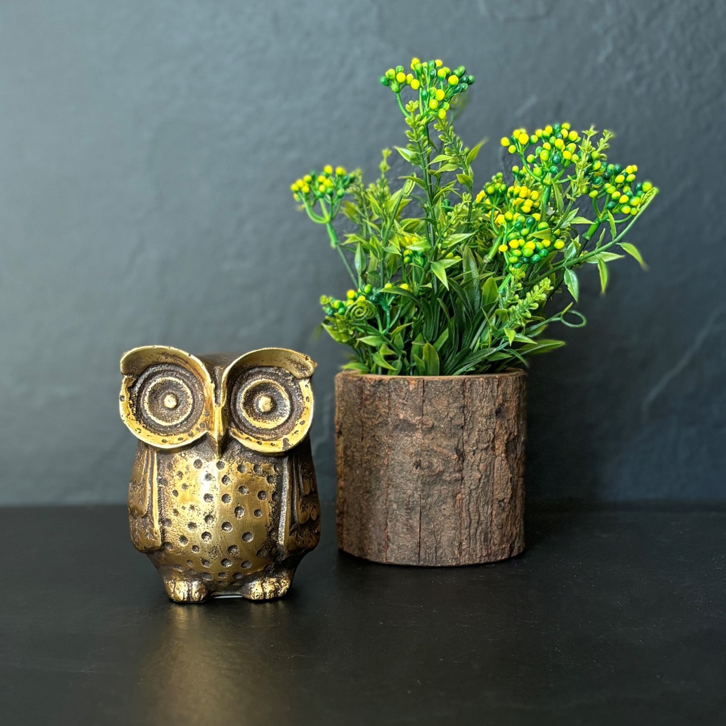 Antique Gold Metal Owl