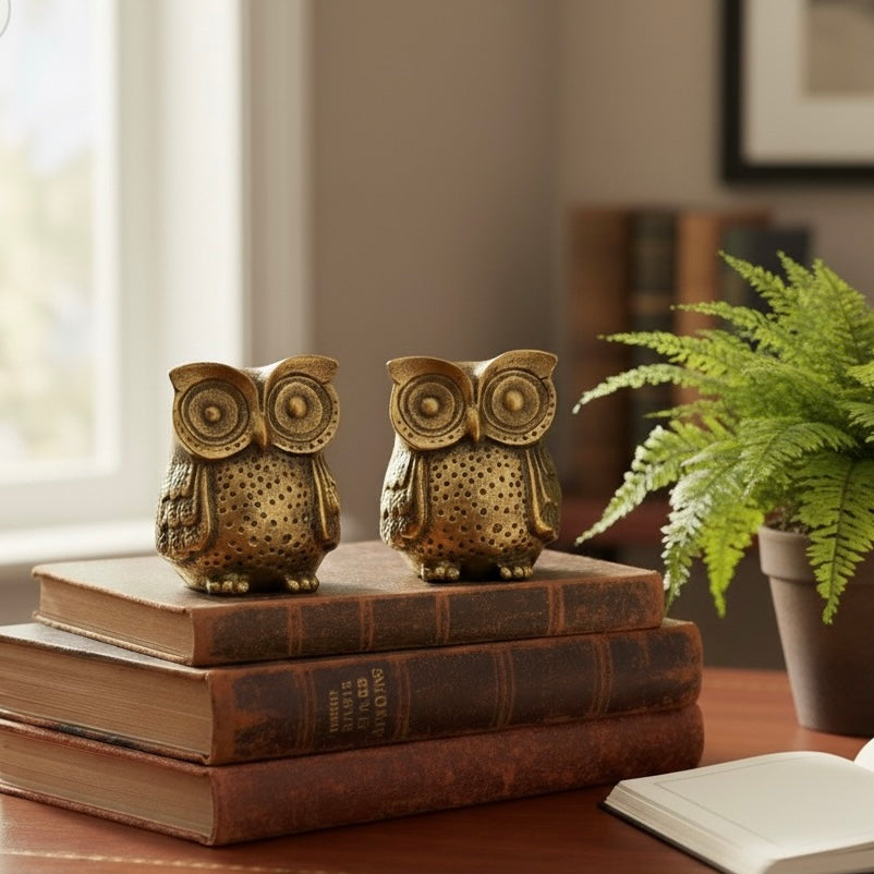 Antique Gold Metal Fat Owl