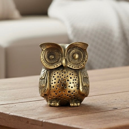 Antique Gold Metal Fat Owl