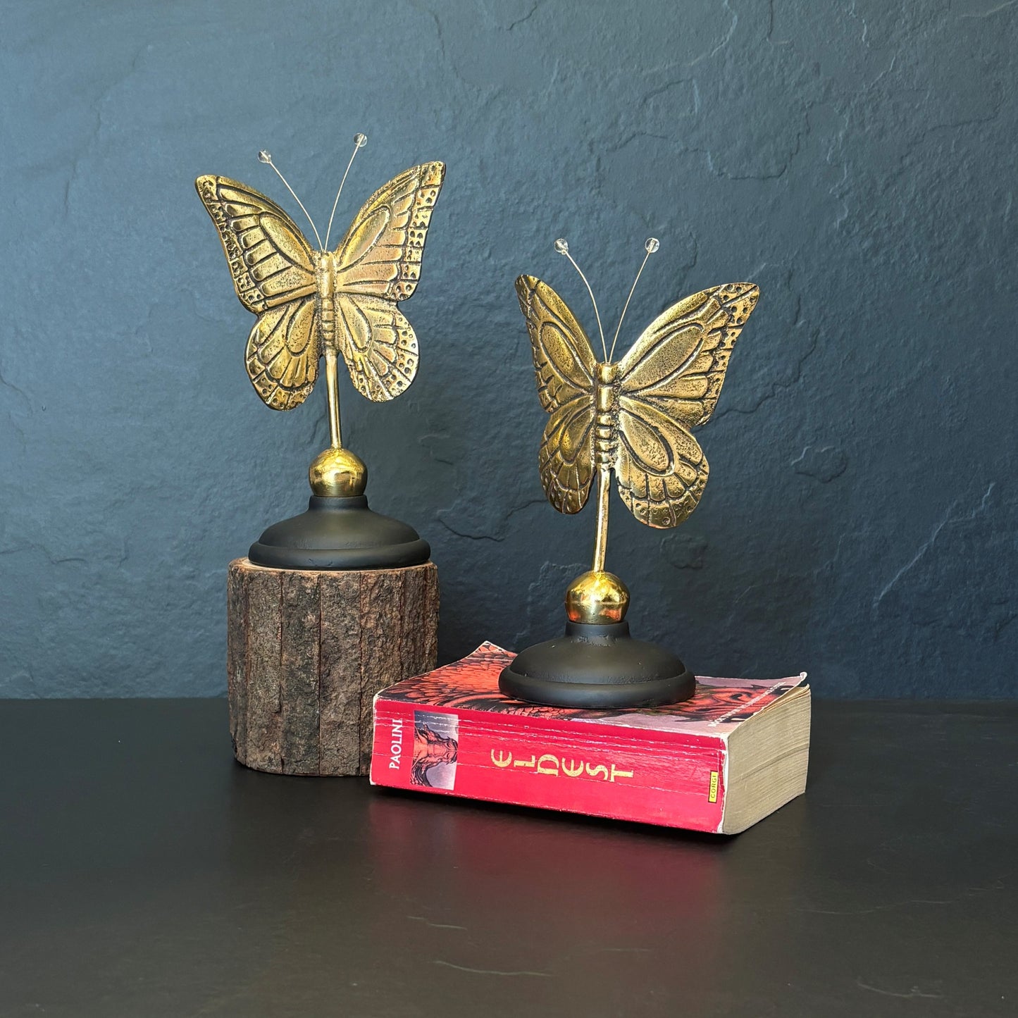 Antique Gold Metal Decorative Butterfly Sculpture
