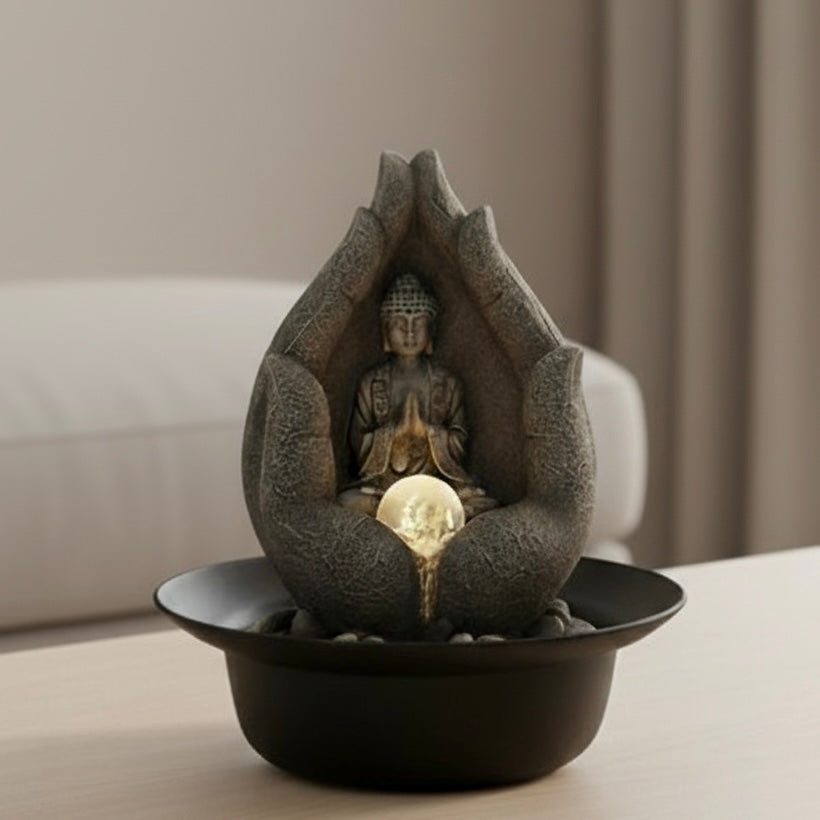 Tabletop Buddha Fountain With Folded Hands