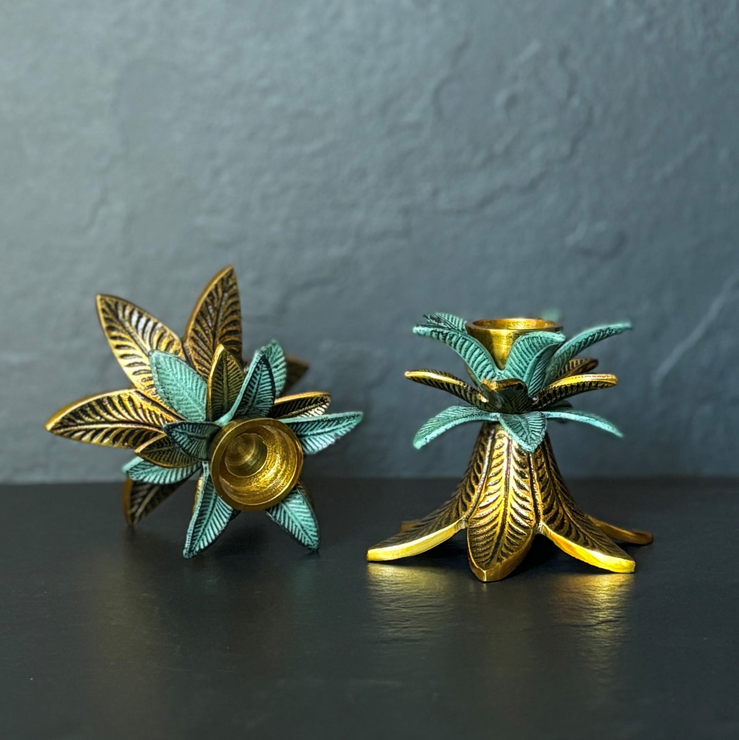 Vintage Leaf Tea-light Candle Stand