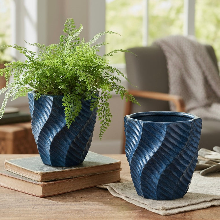 Rustic Swirl Ceramic Planter