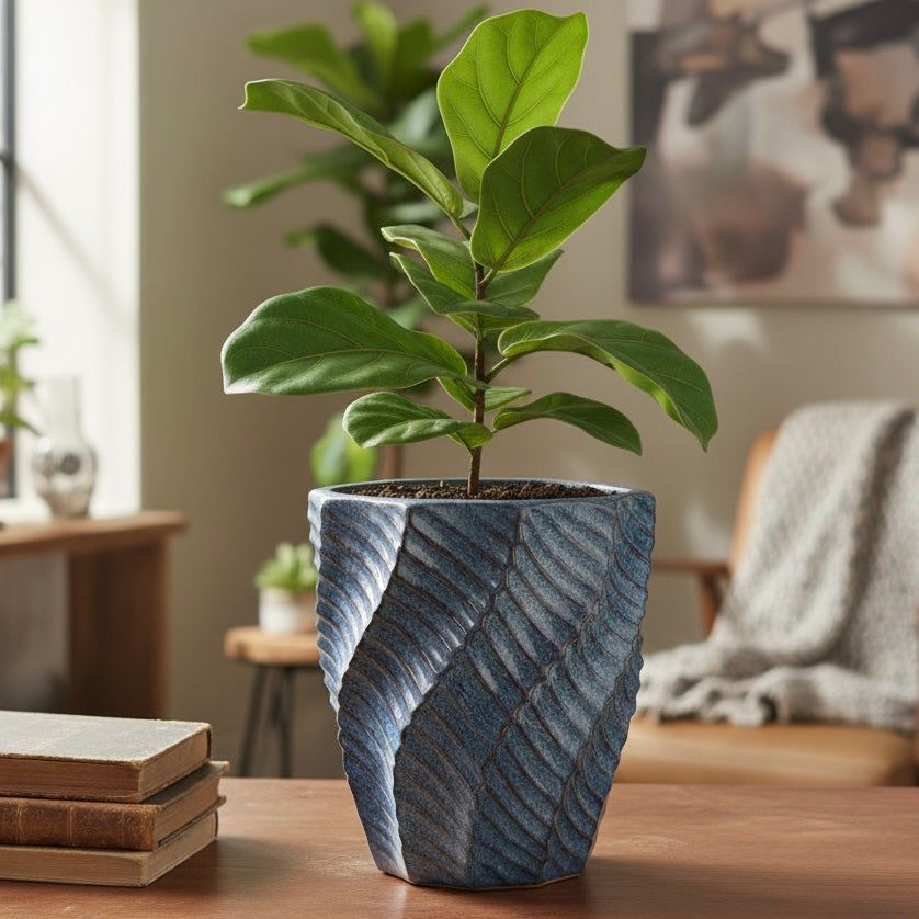Rustic Swirl Ceramic Planter