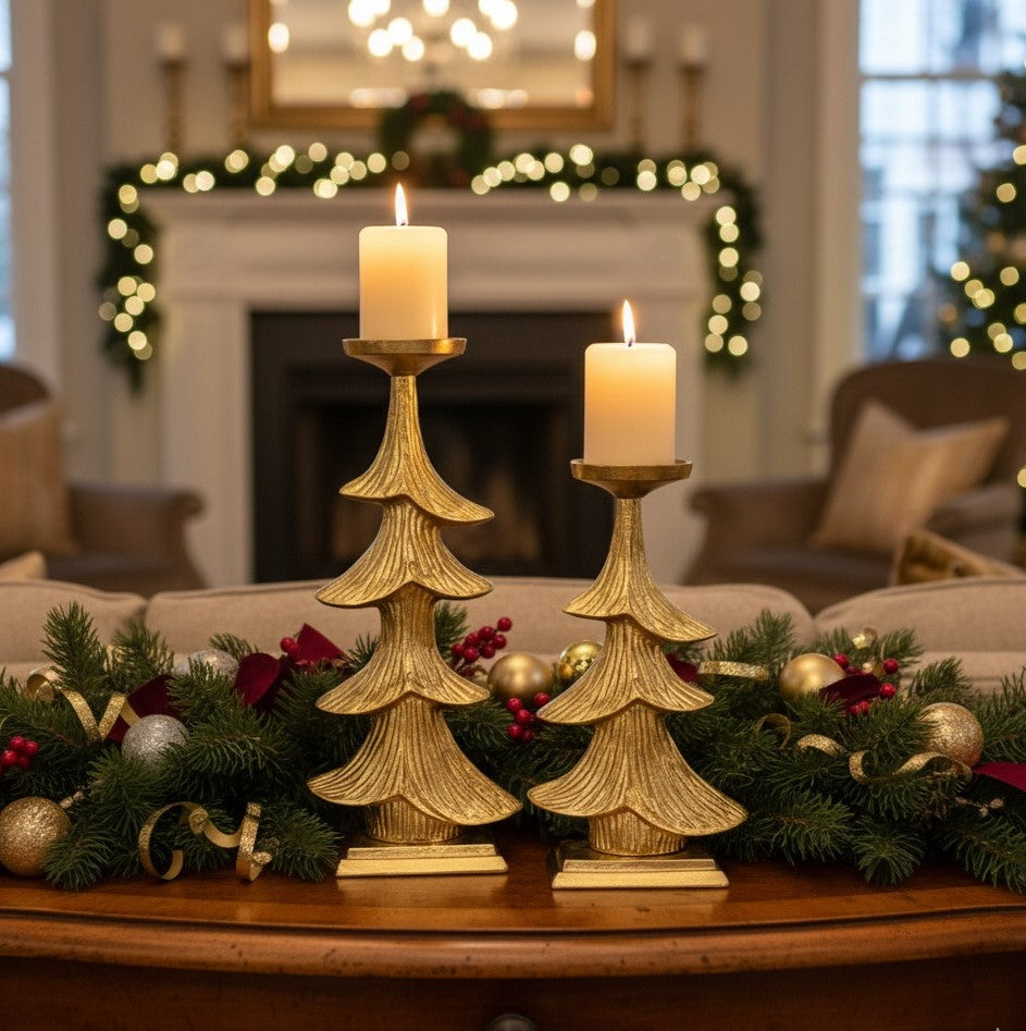 Gold Christmas Tree Candlestand