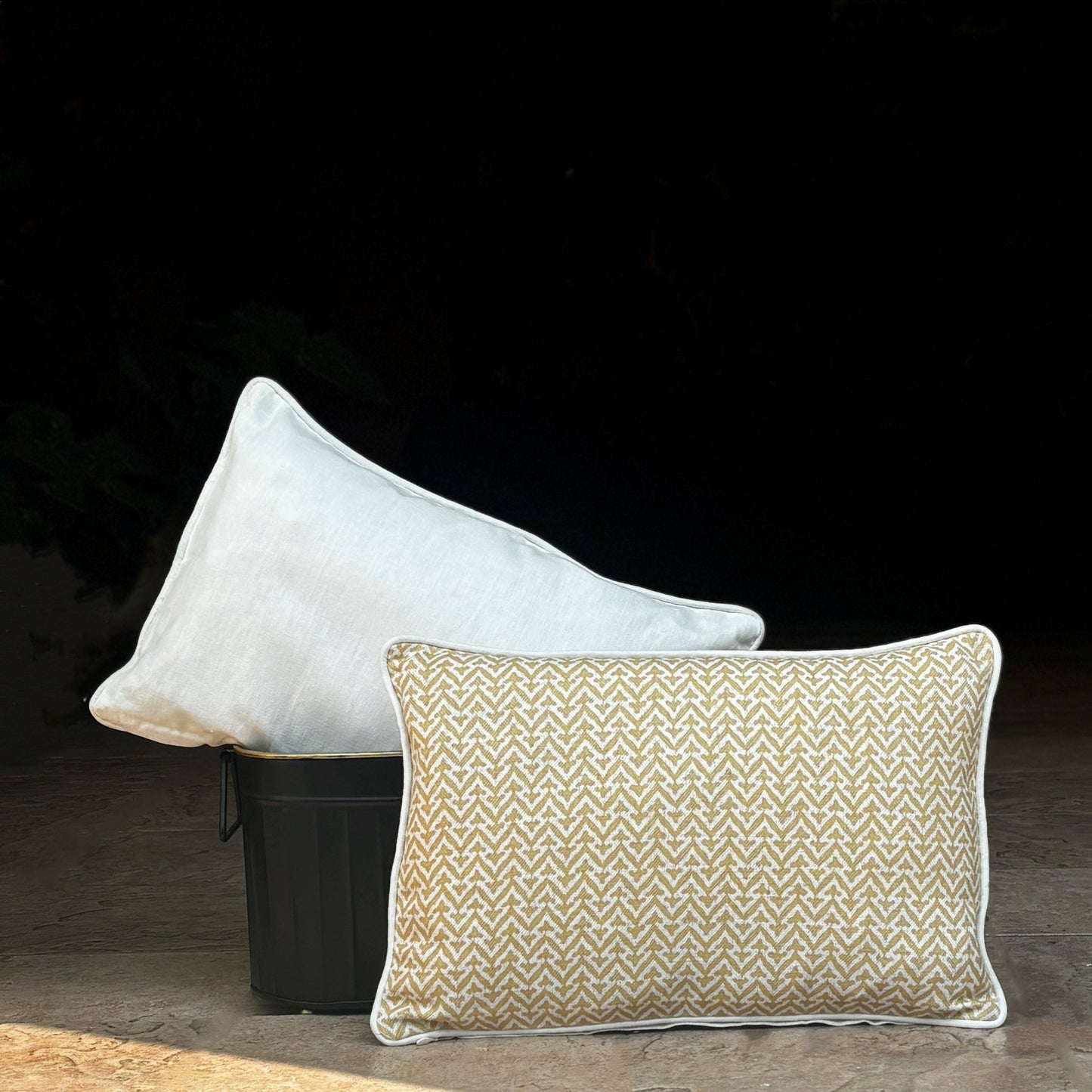 Yellow Zig Zag Linen Cushion Cover 12 x 18