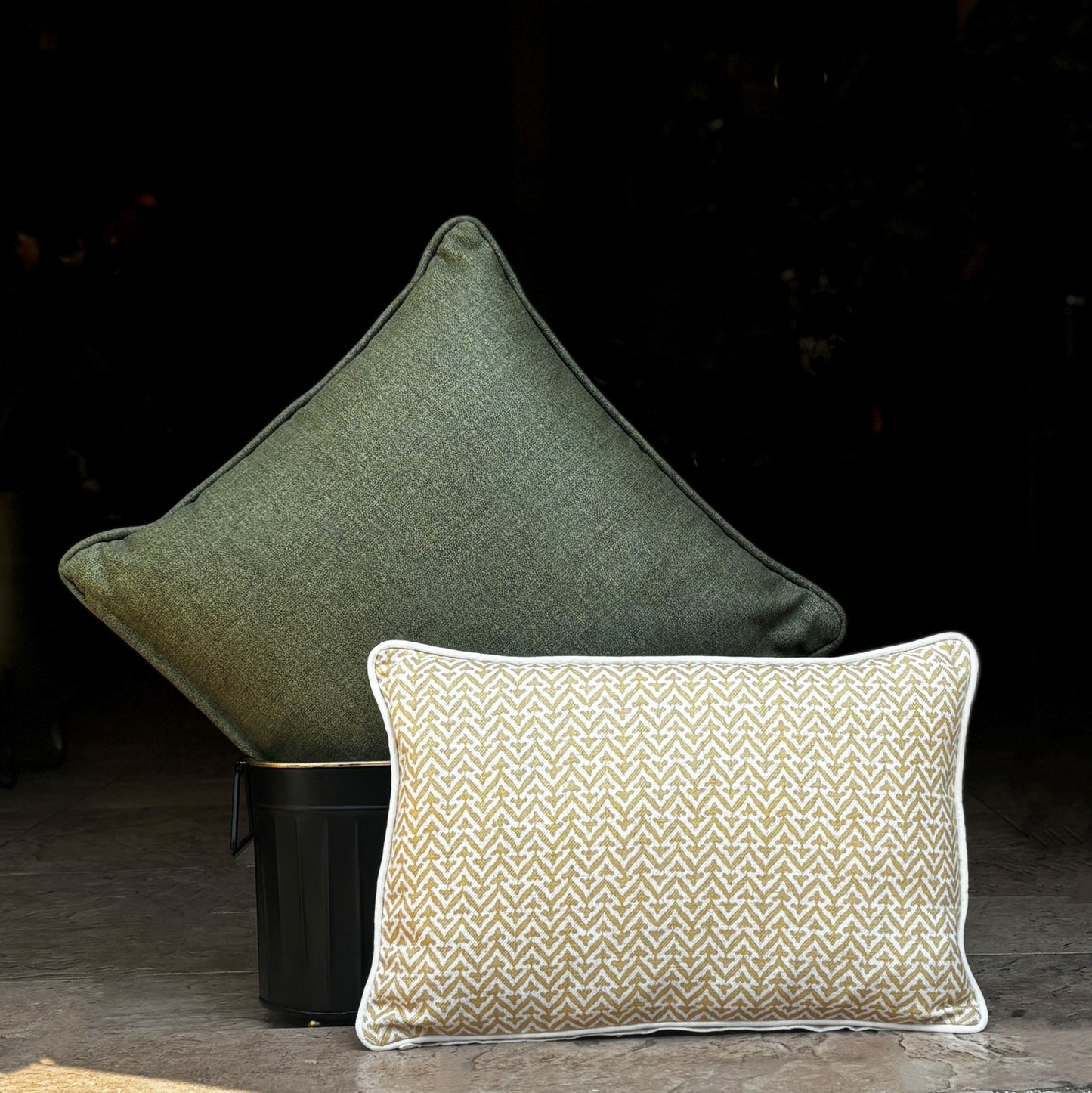 Yellow Zig Zag Linen Cushion Cover 12 x 18