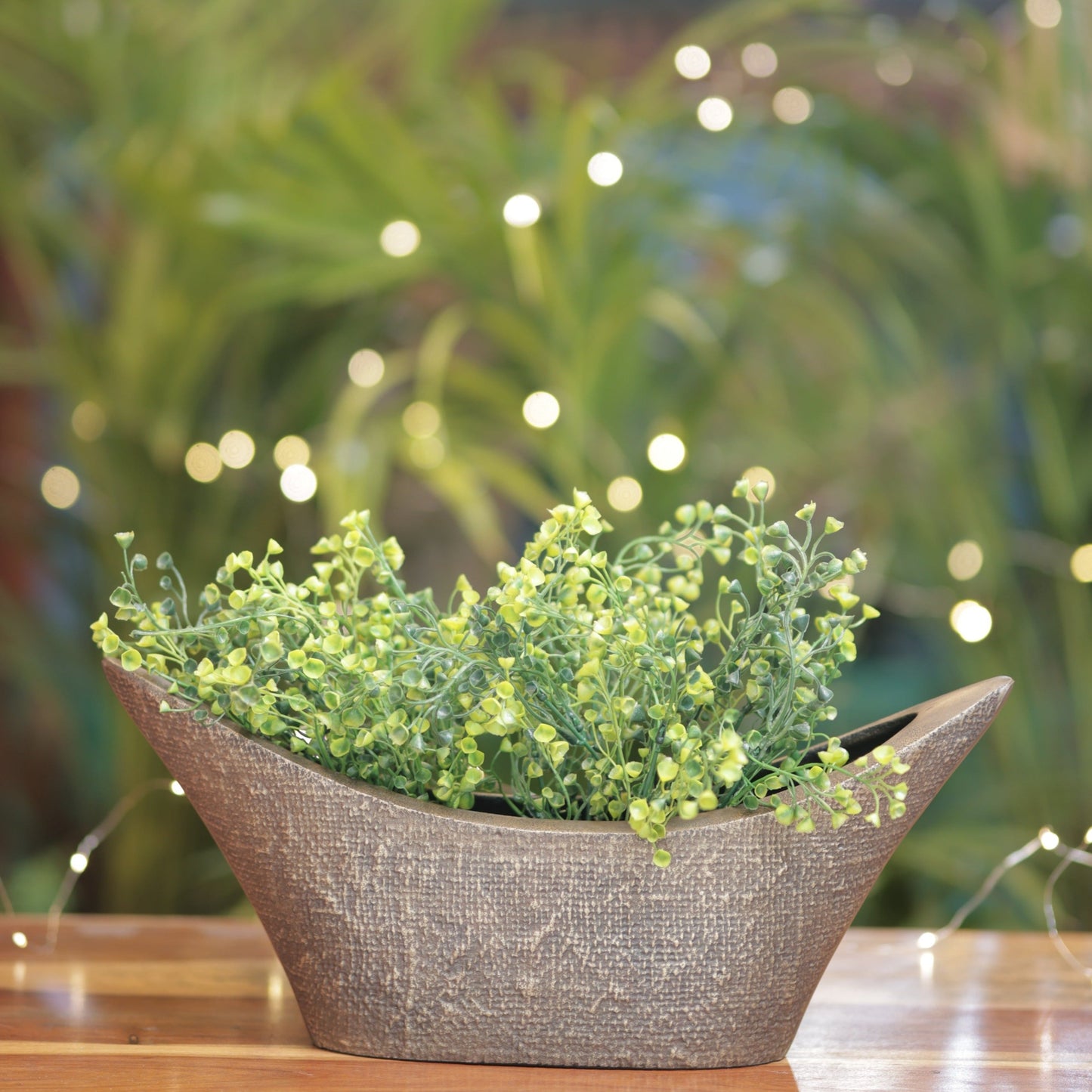 Metal Boat Planter Brass Antique