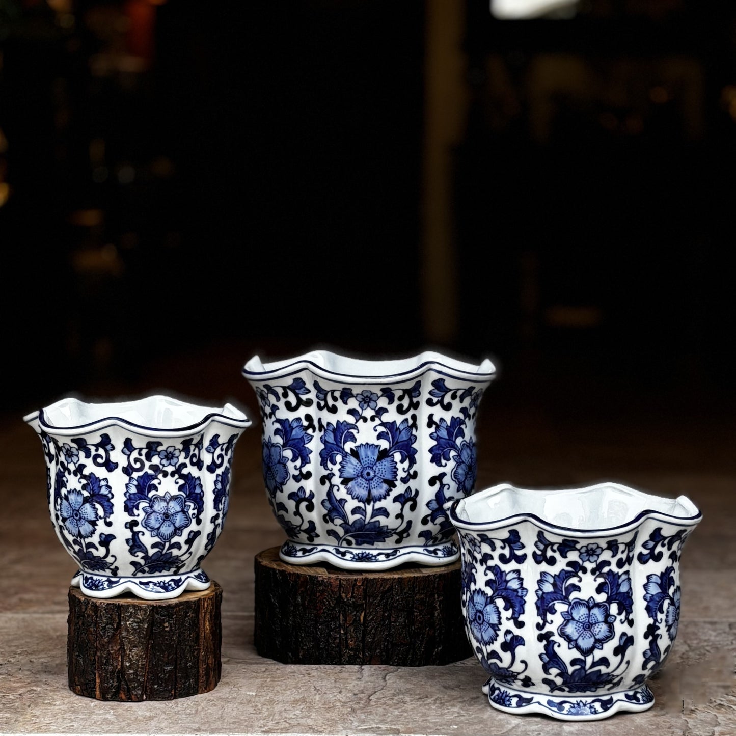 Blue And White Porcelain Jardiniere Planter