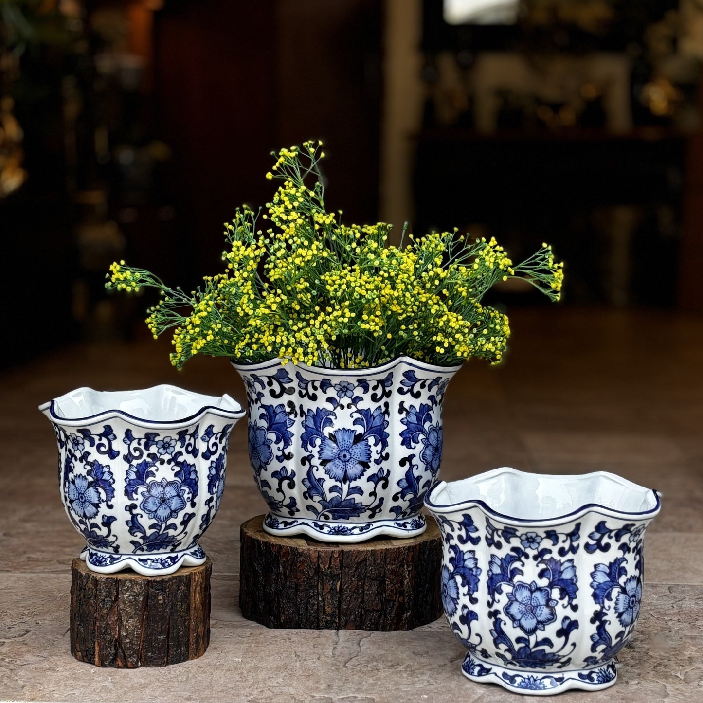 Blue And White Porcelain Jardiniere Planter