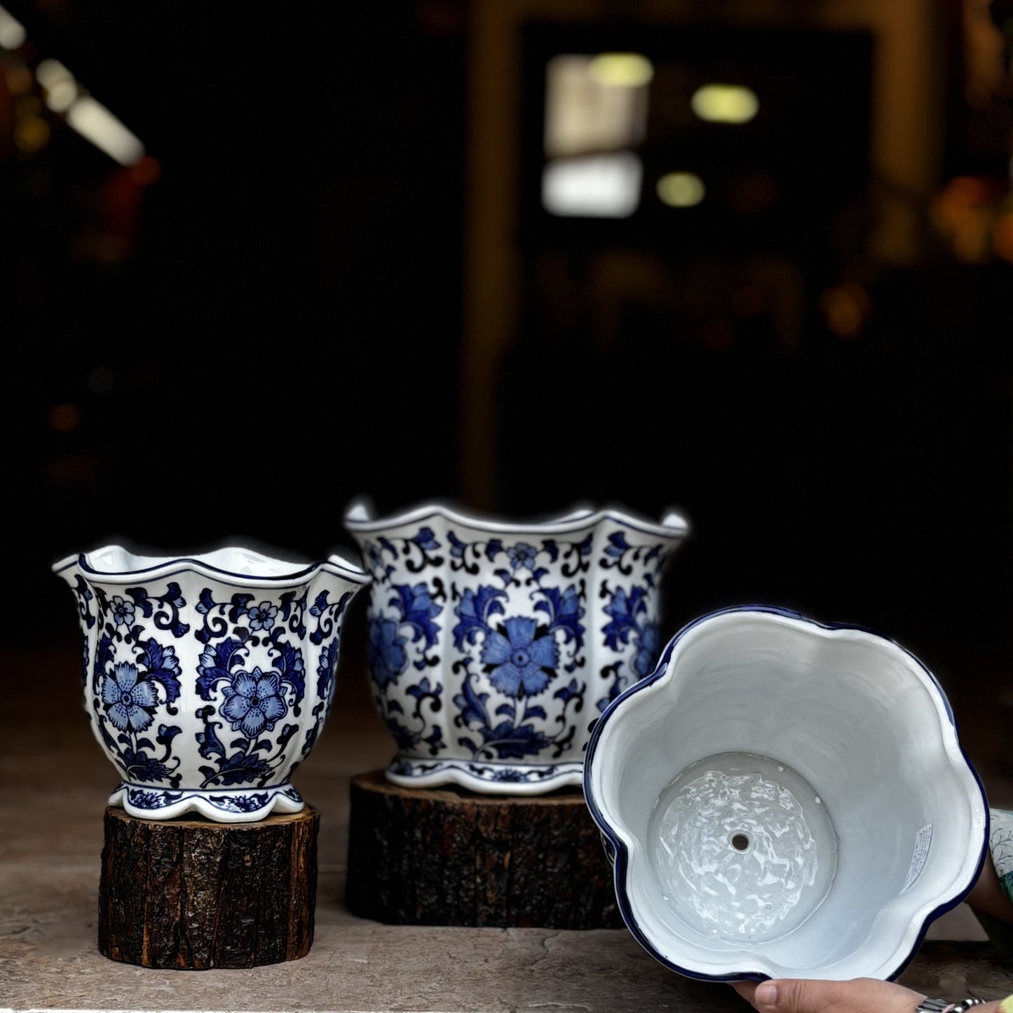Blue And White Porcelain Jardiniere Planter