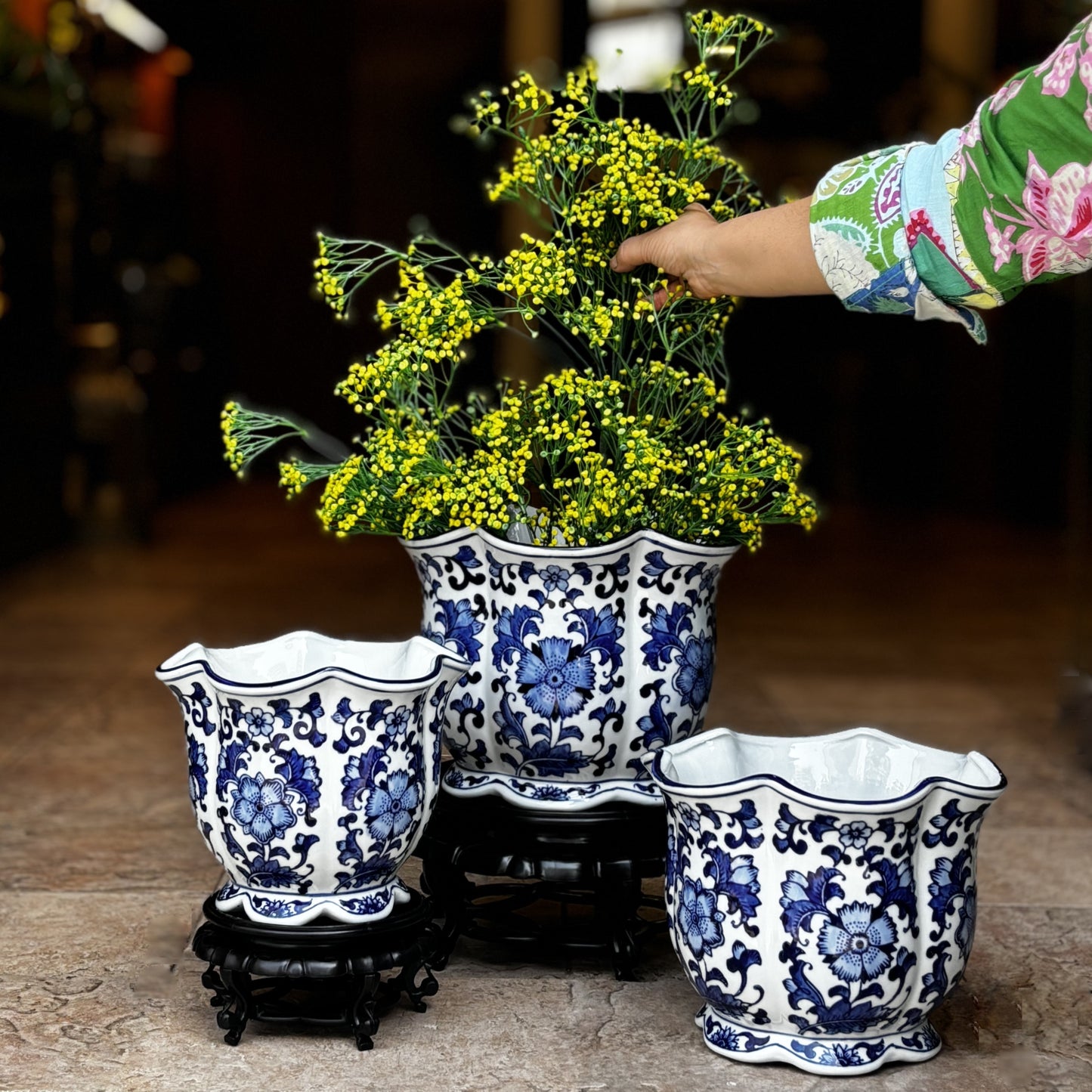 Blue And White Porcelain Jardiniere Planter