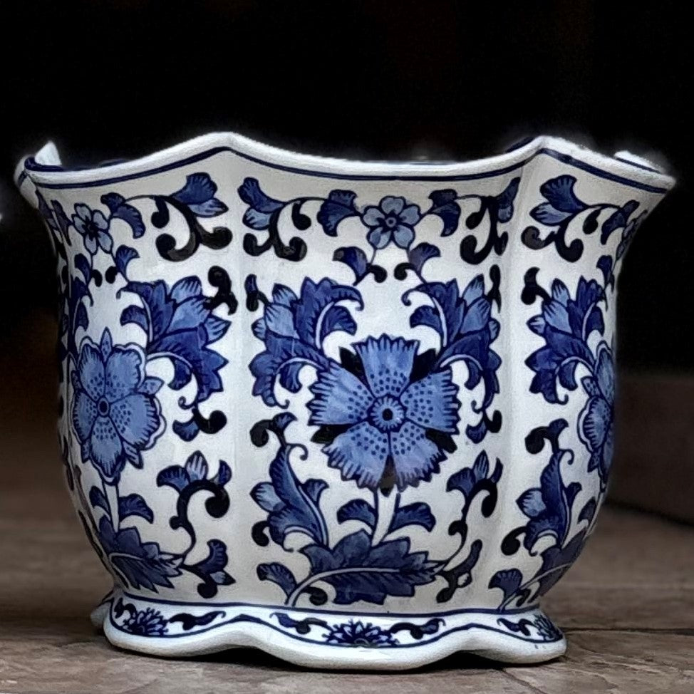 Blue And White Porcelain Jardiniere Planter