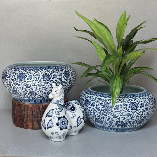 Large Blue And White Porcelain  Planter