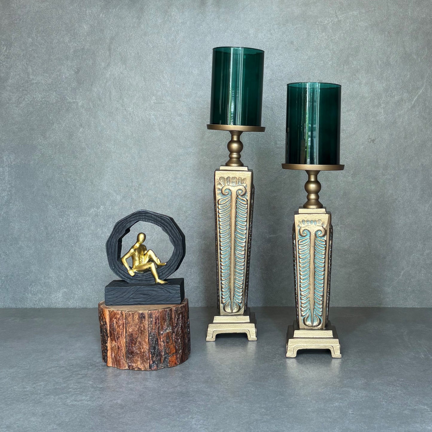 Vintage Pillar Metal Candlestand patina