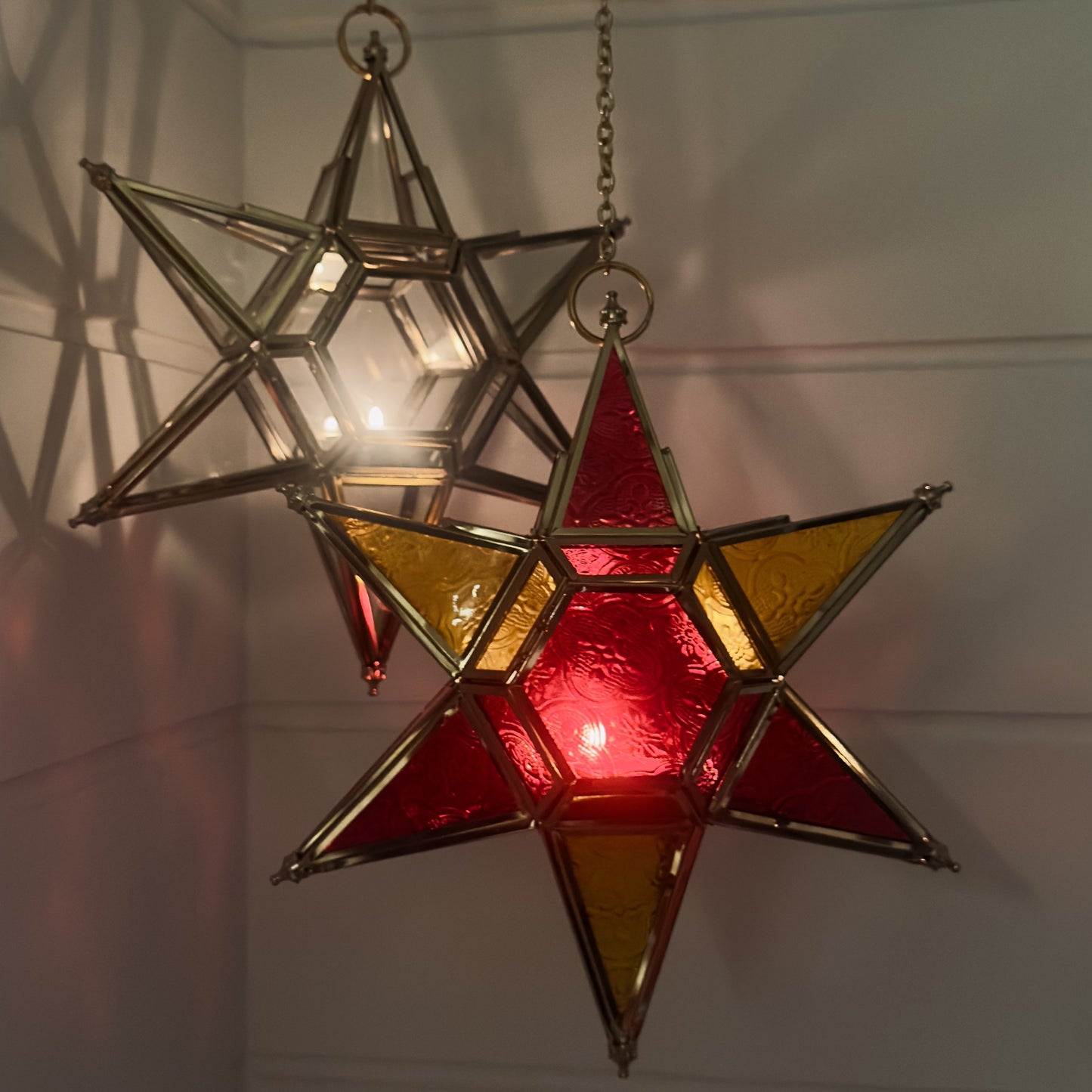 Hanging Star Lantern Red & Amber