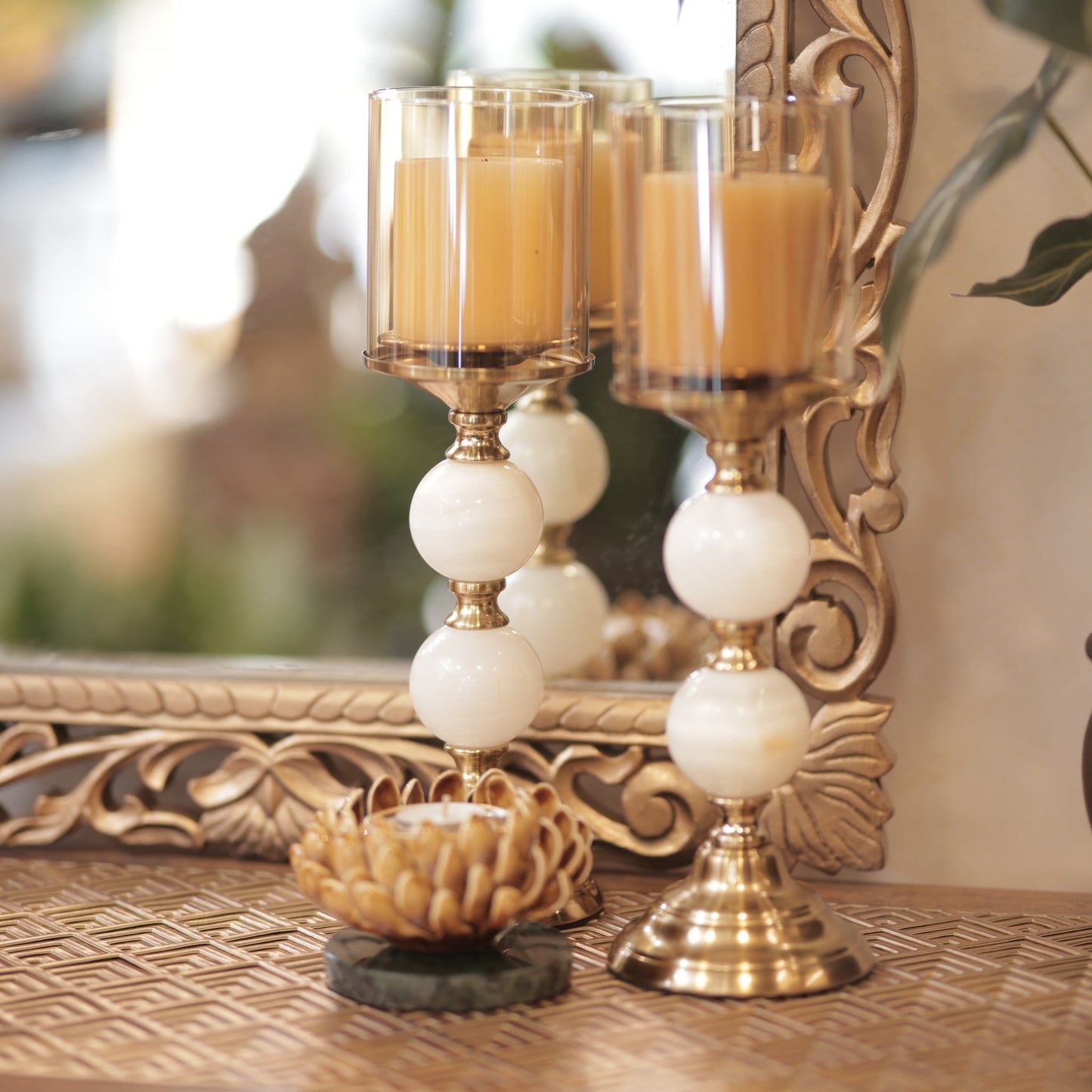 Vintage Pillar Candle Stand-Set of 2