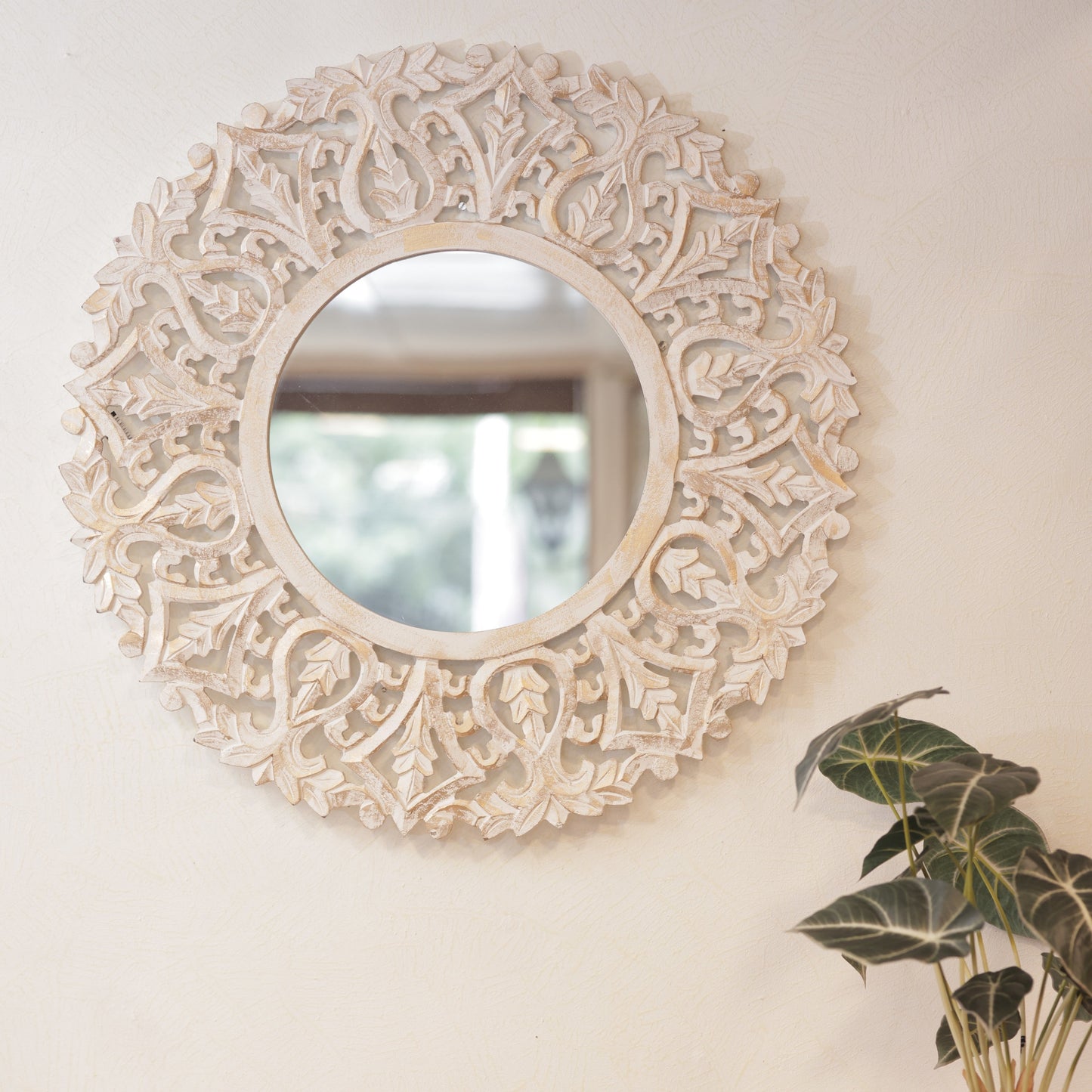 Wooden Carved Distress Mirror Panel
