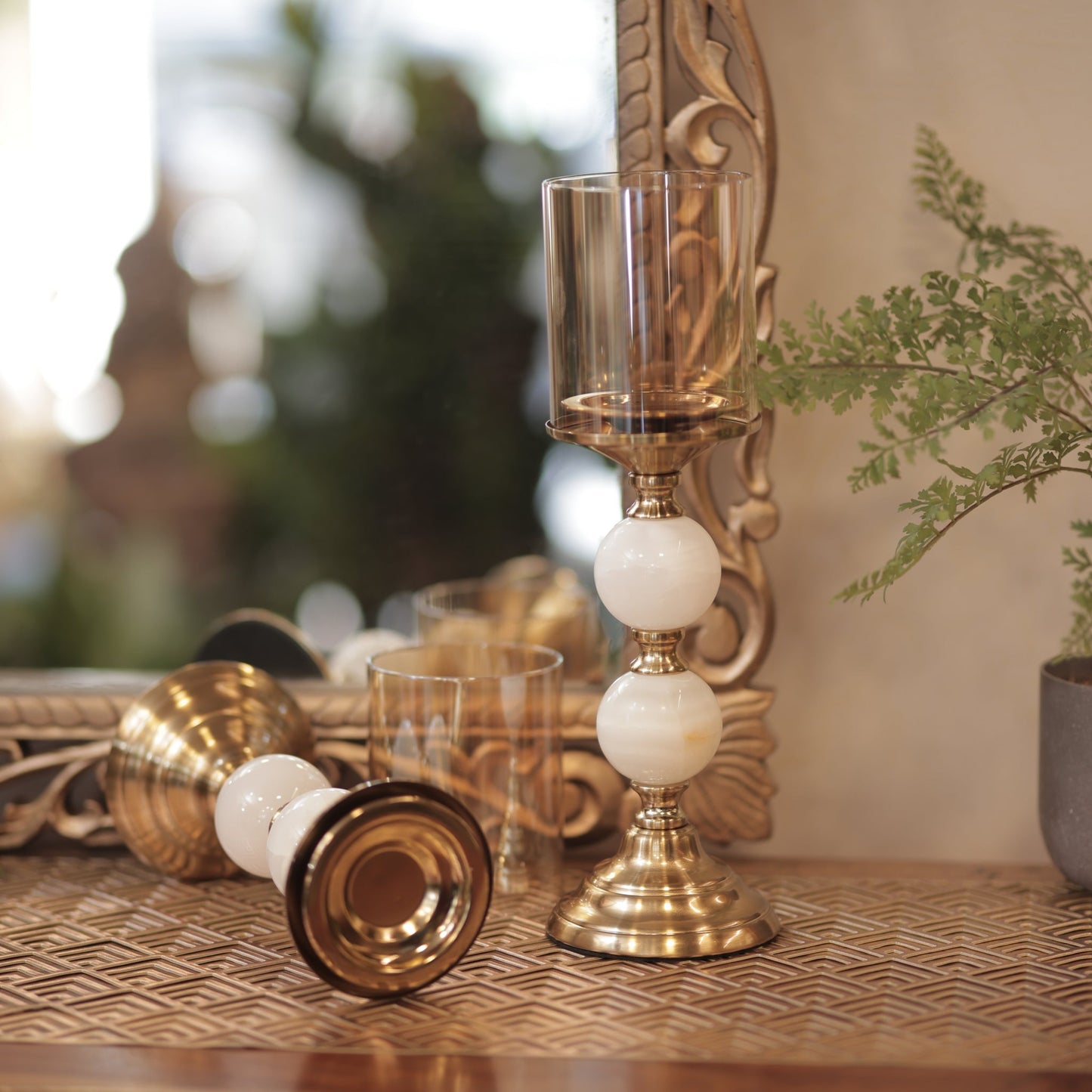 Vintage Pillar Candle Stand-Set of 2
