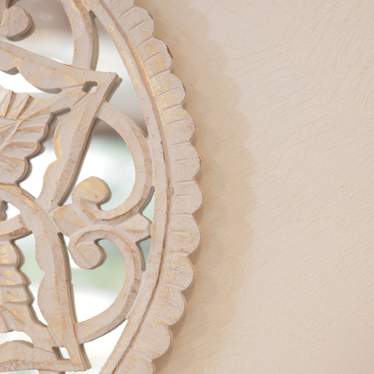 Wooden Carved Mirror Panel White