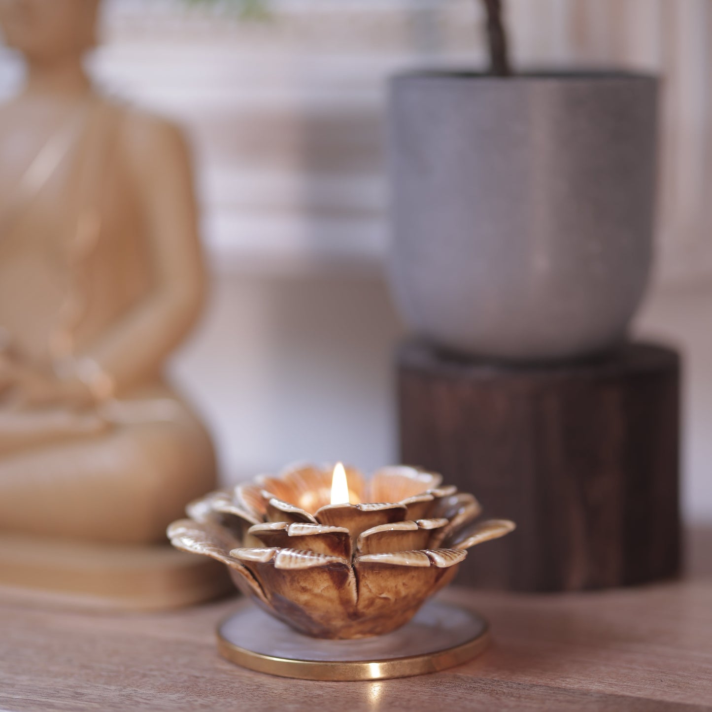 Floral Ceramic T-Light Holder