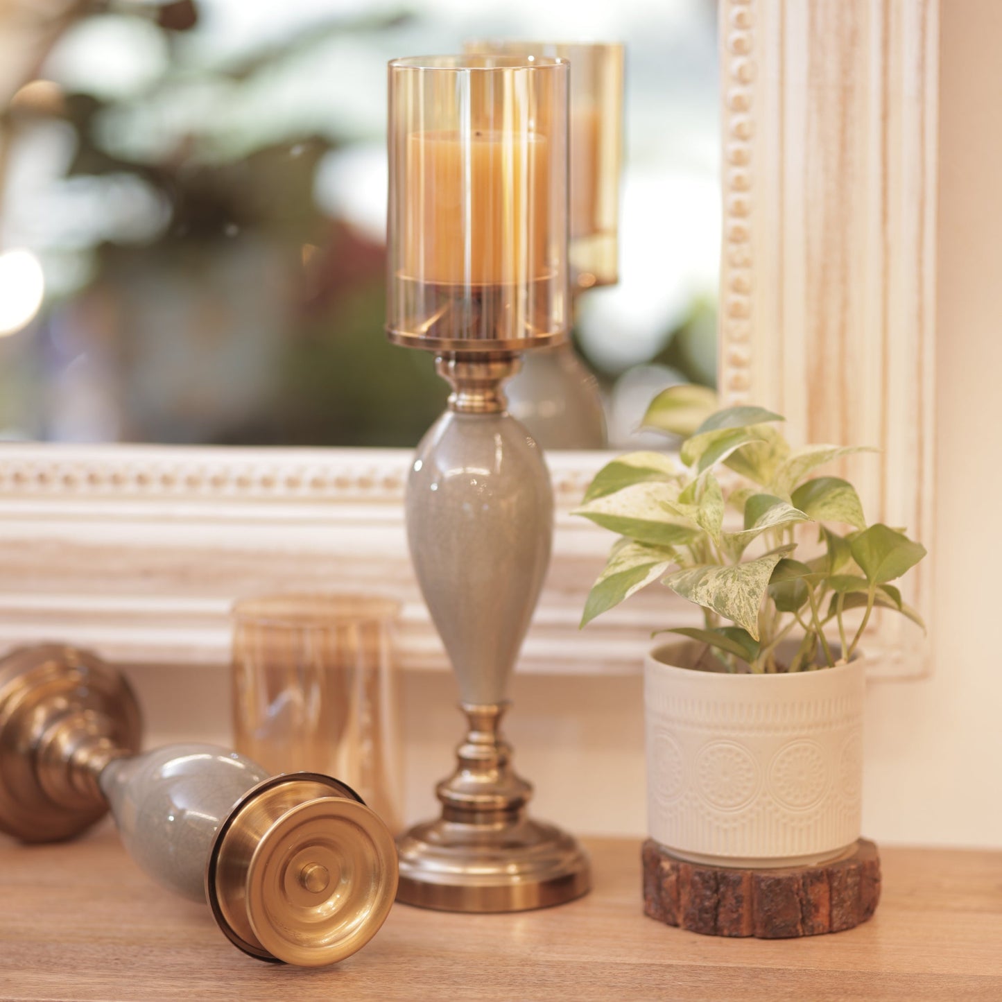 Celadon Candle Stand Set Of-2