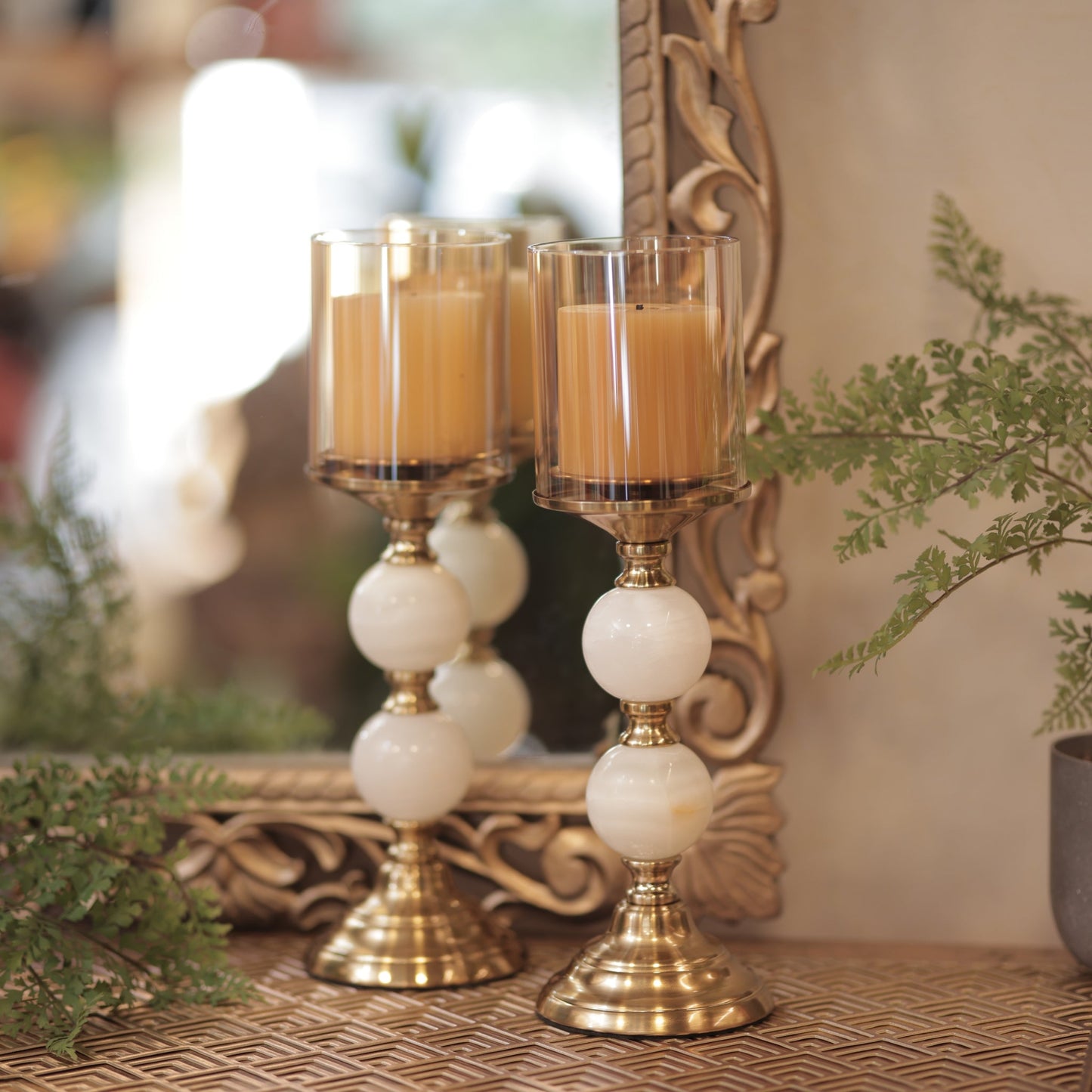 Vintage Pillar Candle Stand-Set of 2