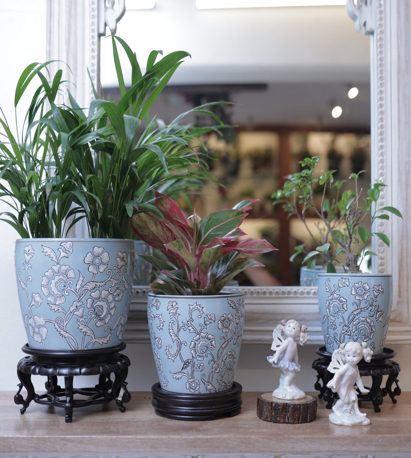 Blue Floral Planter
