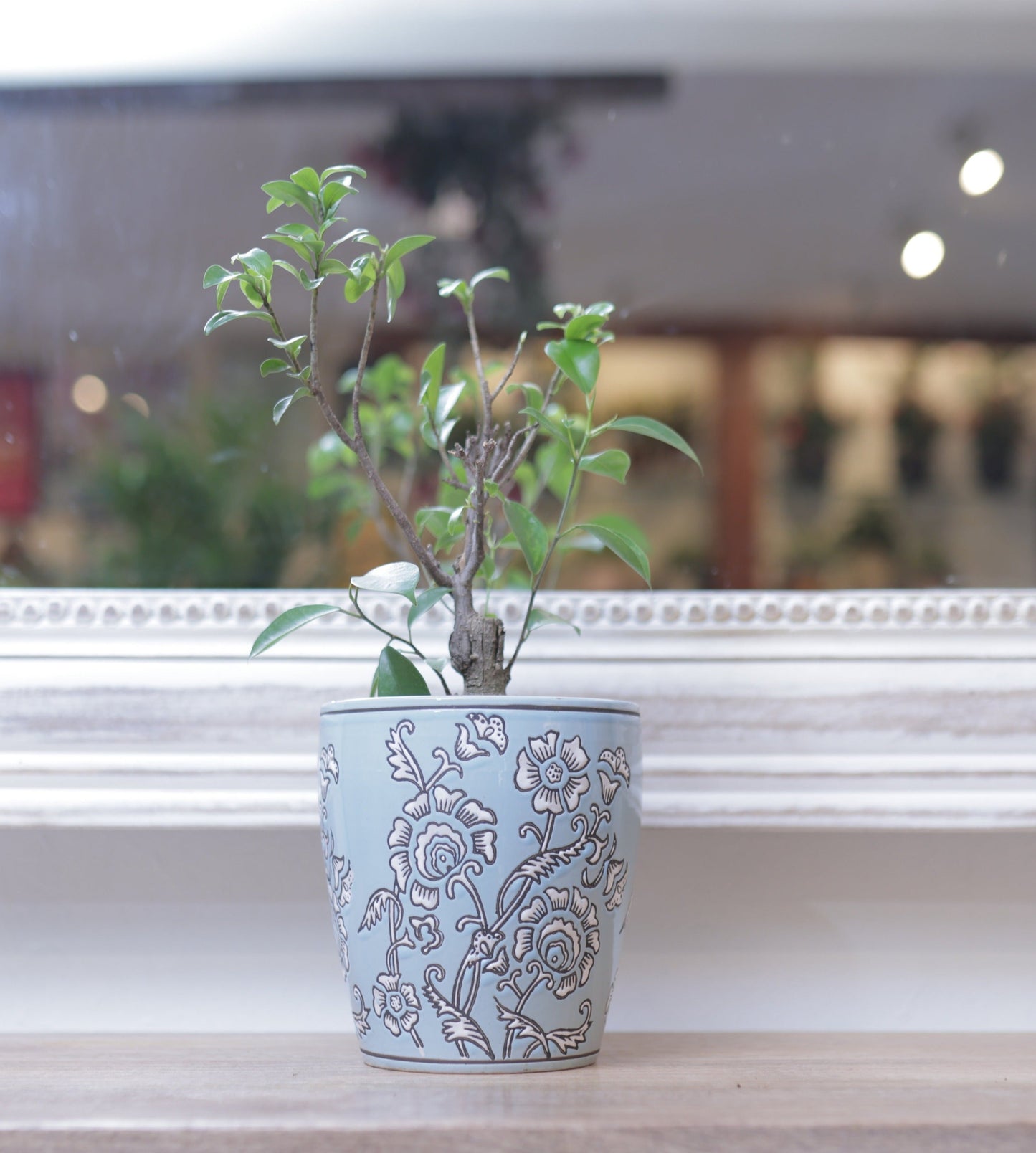 Blue Floral Planter