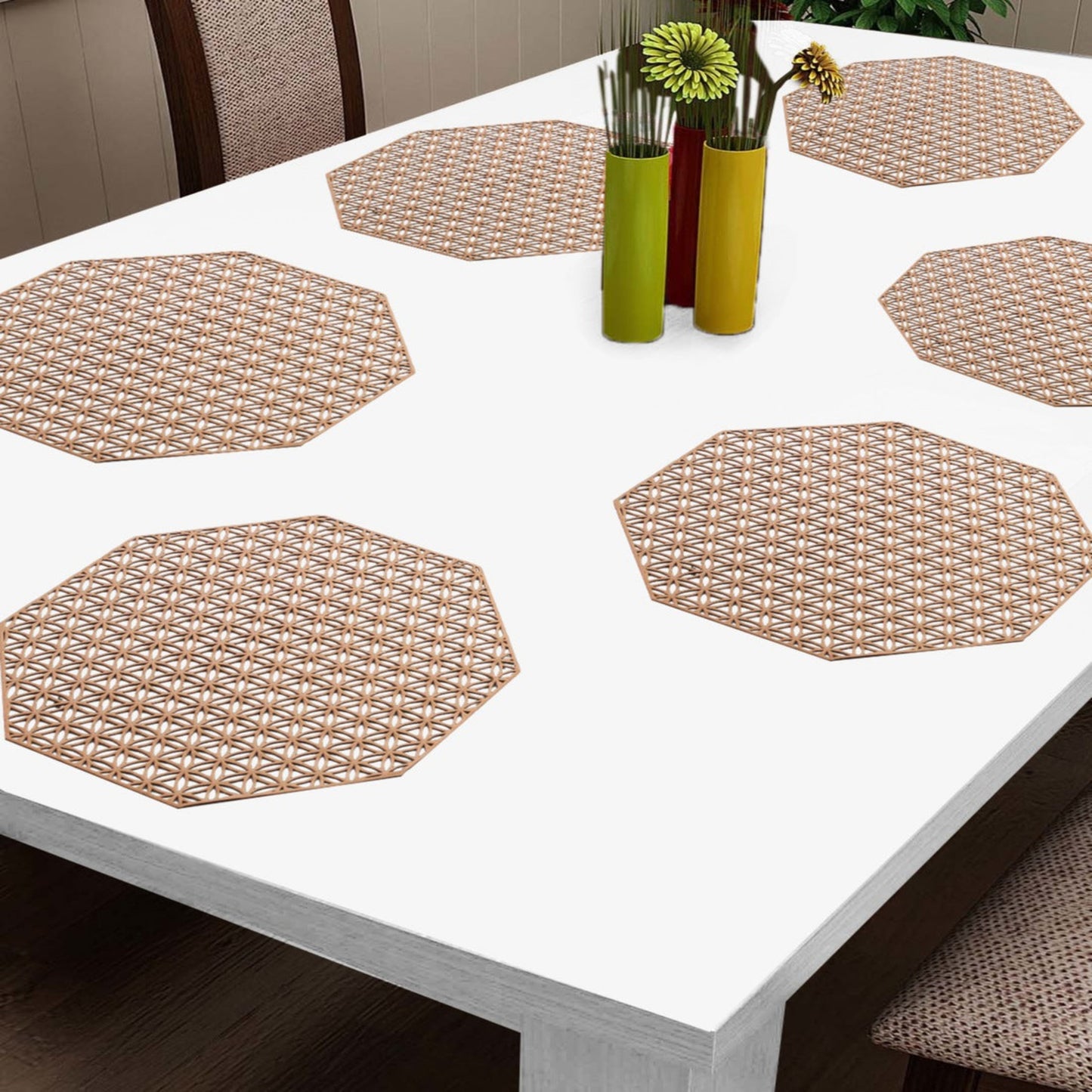 Hexagonal gold Placemat Set Of 2