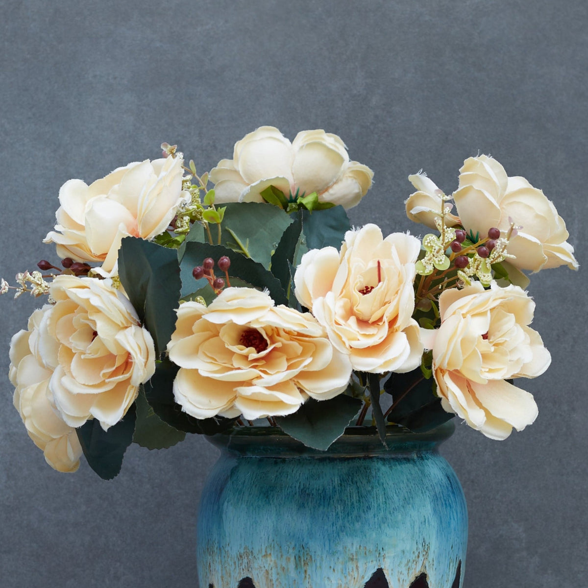 Artificial Wild Roses Flower Stem Peach – alternate angle | INARA