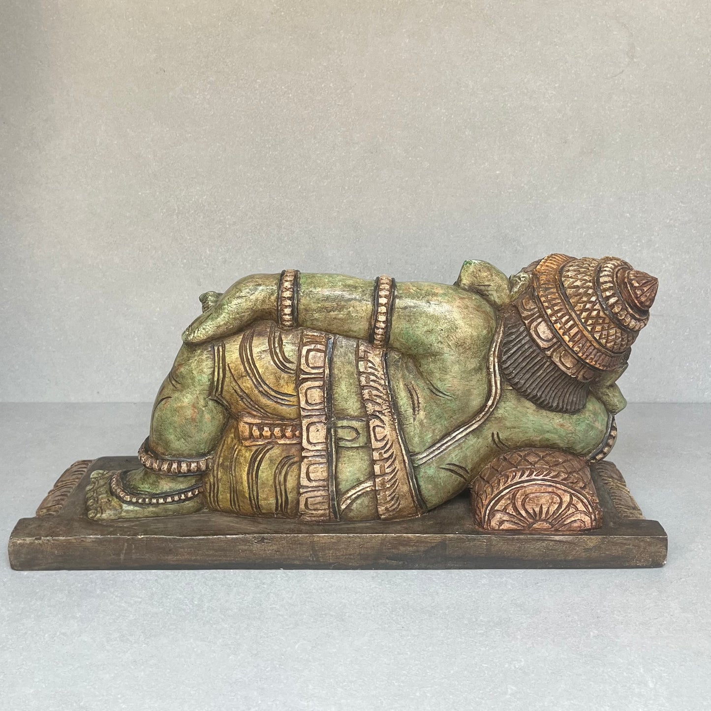 Reclining Wooden Ganesha