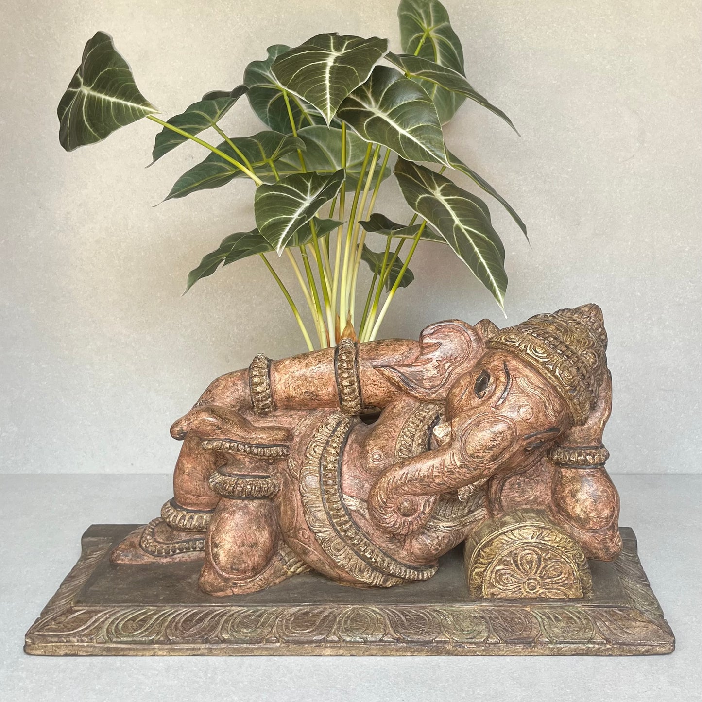 Reclining Wooden Ganesha-Left