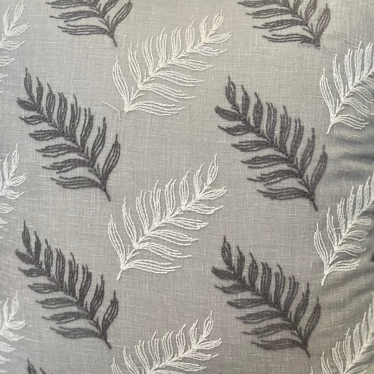 Grey & White Leaf Cushion Cover 18 x 18