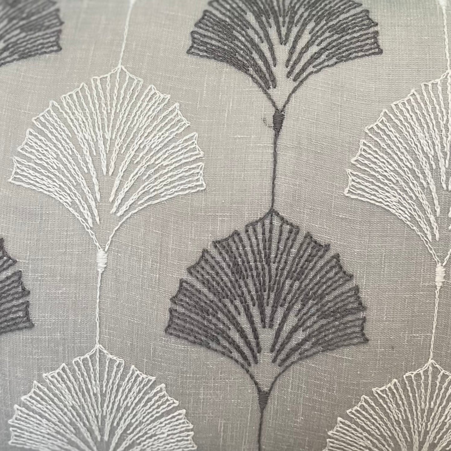 Grey & White Embroidery Cushion Cover 12 x 18