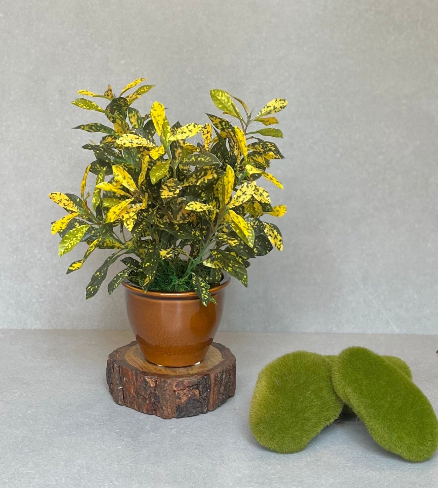 Artificial Croton Ceramic Pot