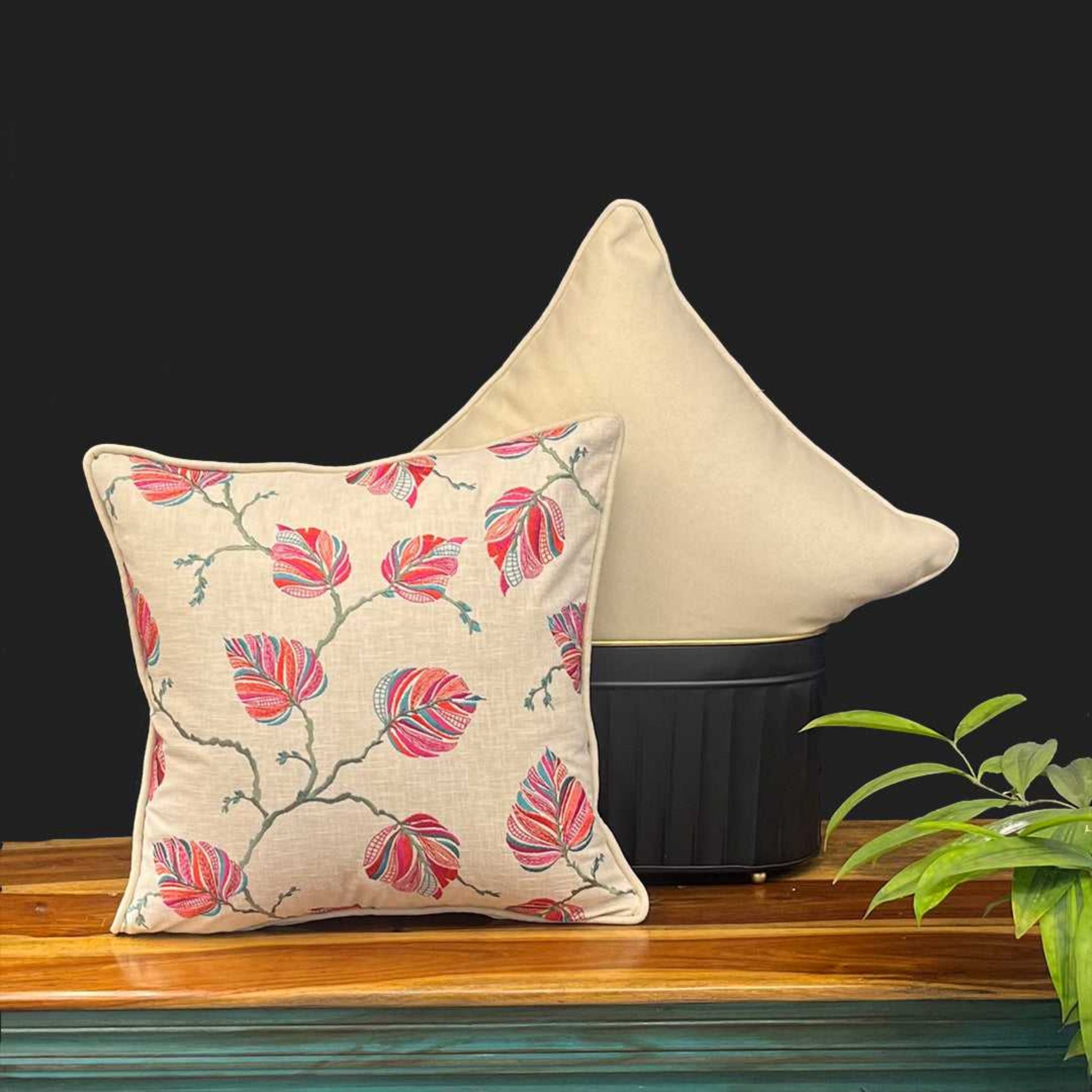 cushion covers, sofa cushion covers, pink cushion cover, pink leaf, pink leaf cushion cover, cotton cushion cover, embroidery cushion cover, embroidery, cushion covers online , cushion cover 16 x 16, amazon cushion covers, morataara , decor kart, jaypore, nestasia, fabindia, goodearth, addresshome