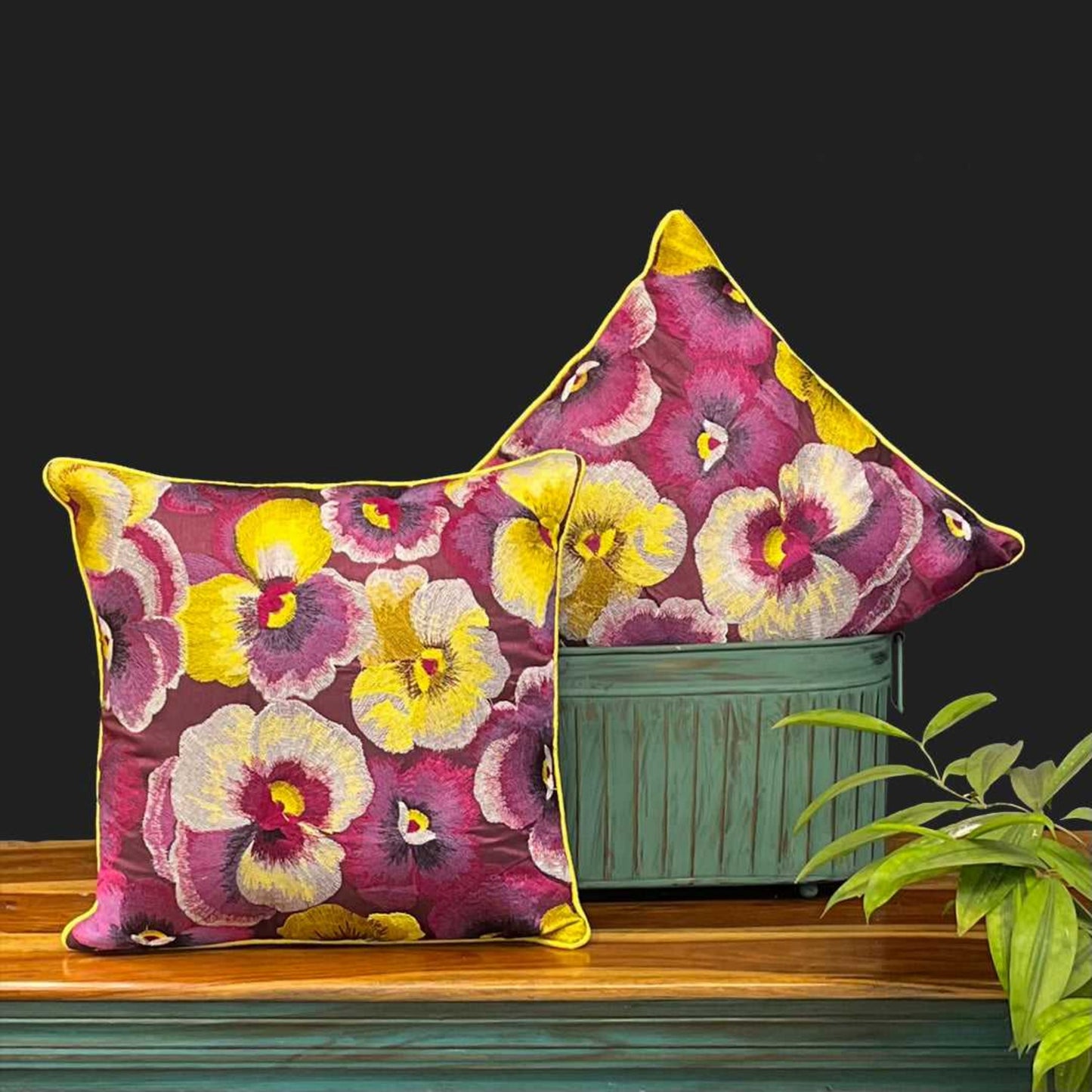 cushion covers, sofa cushion covers, purple cushion cover, pansy flower, pansy flower cushion cover, cotton silk cushion cover, embroidery cushion cover, embroidery, cushion covers online , cushion cover 16 x 16, amazon cushion covers, morataara , decor kart, jaypore, nestasia, fabindia, goodearth, addresshome