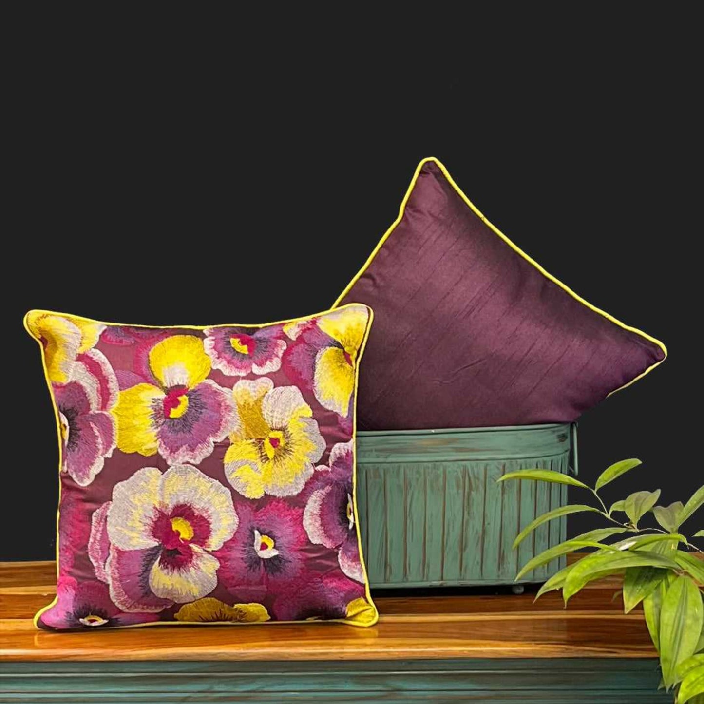 cushion covers, sofa cushion covers, purple cushion cover, pansy flower, pansy flower cushion cover, cotton silk cushion cover, embroidery cushion cover, embroidery, cushion covers online , cushion cover 16 x 16, amazon cushion covers, morataara , decor kart, jaypore, nestasia, fabindia, goodearth, addresshome