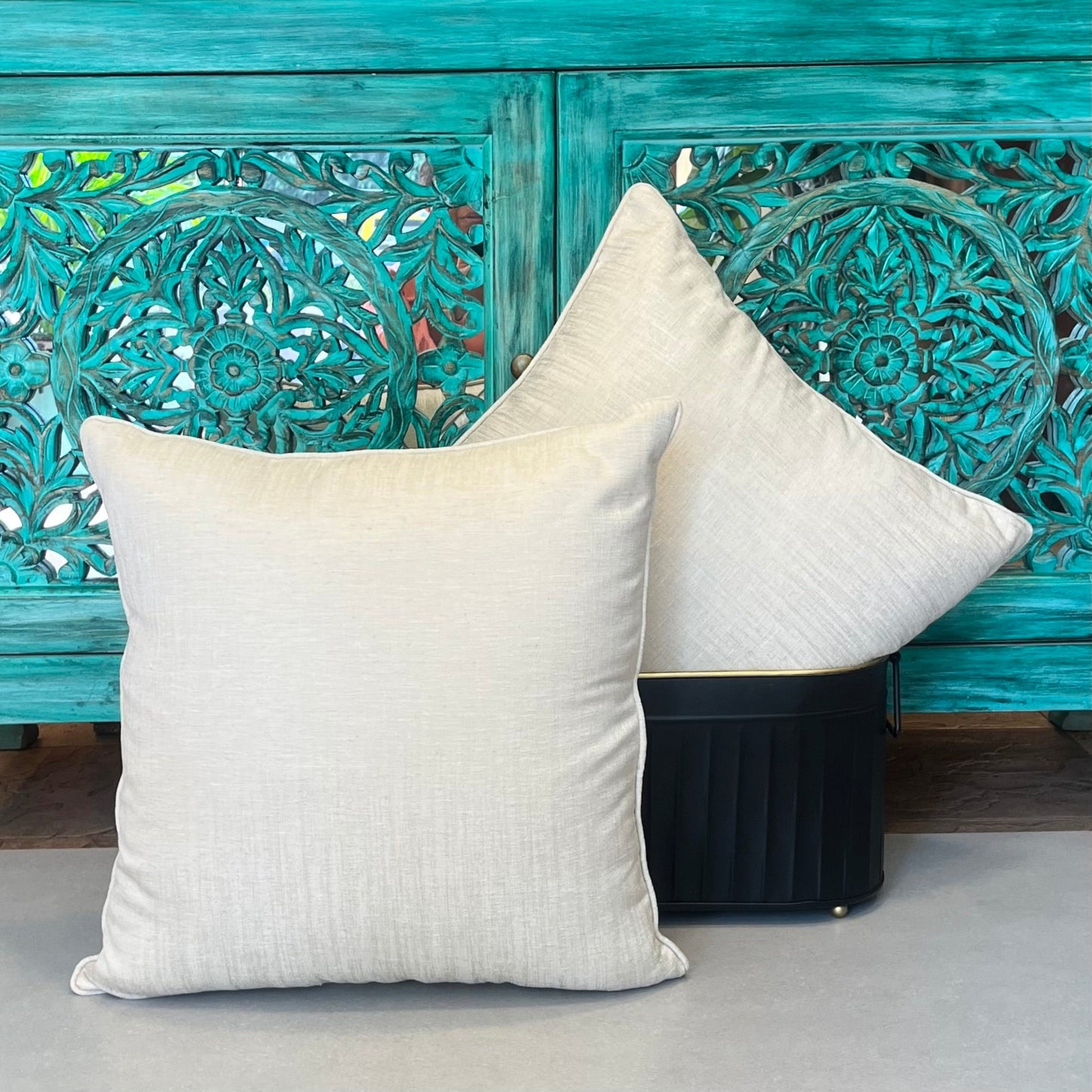 Sapphire White Cushion Cover 18 x 18 – texture and finish detail | INARA