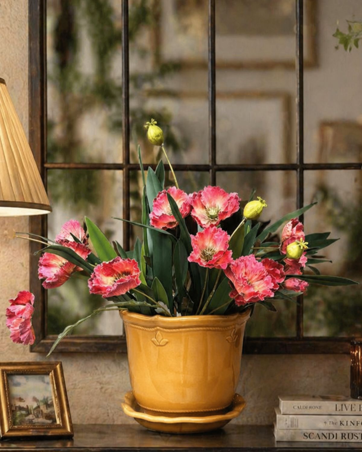 Mustard Glow Ceramic Planter With Plate