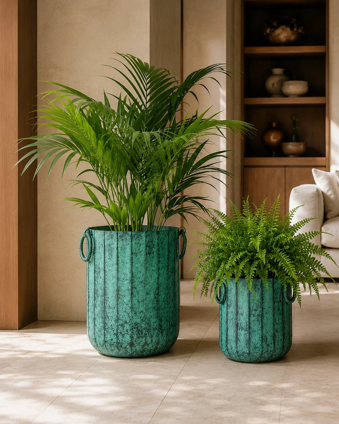 Patina Ribbed Indoor Planter