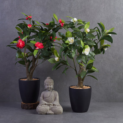 Artificial Camelia Plant With Ceramic Pot