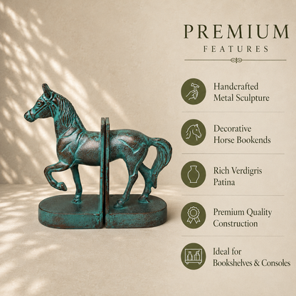 Antique Patina Horse Bookend