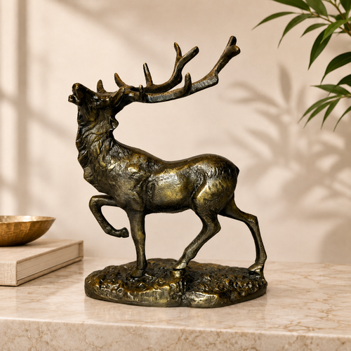 Antique Brass Stag Sculpture