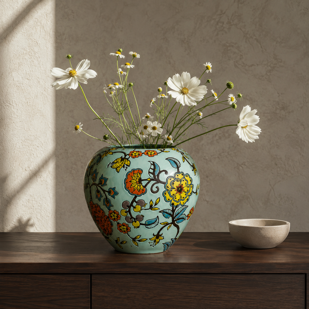 Blue Garden Hand-Painted Ceramic Pod Vase