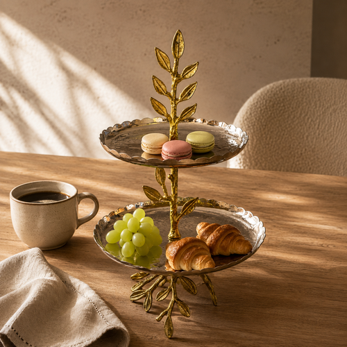 Leaf Two-Tier Serving Stand