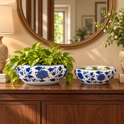Blue And White Decorative Ceramic Urli